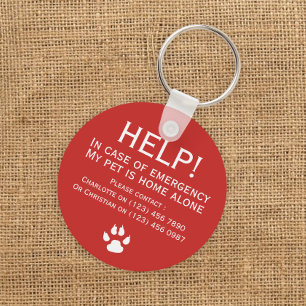 Help pet home alone emergency contact personalized sleutelhanger