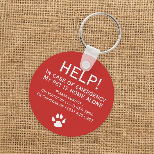 Help pet home alone emergency contact personalized sleutelhanger