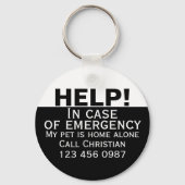 Help pet home alone emergency contact personalized sleutelhanger (Voorkant)