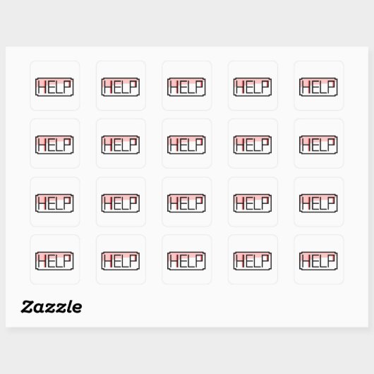 Help! Retro RPG Chat Box Pixel Design Vierkante Sticker (Vel)