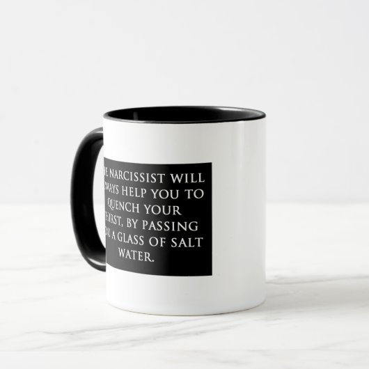 Help van een narcist? Geen Bedankt! Mok (Voorkant links)