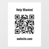 Help Wanted QR Code Website White Template  Raamsticker (Vel)