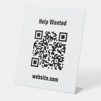 Help Wanted QR Code Website White Template  Reclamebord Met Voetstuk