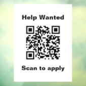 Help Wanted Scan to Apply QR Code White Template Raamsticker (Vel 3)