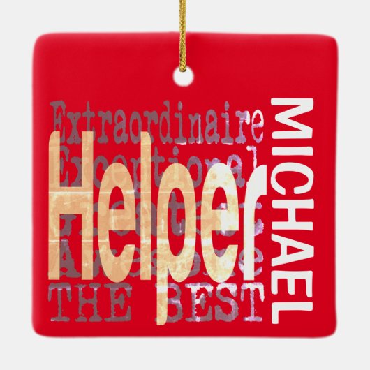 Helper Extraordinaire CUSTOM Keramisch Ornament (Achterkant)