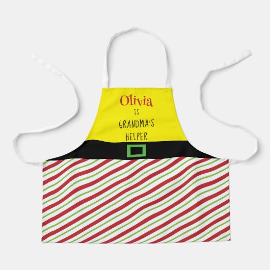 Helperrood Kind met kerstgrootmoeders Helperrood Schort (Voorkant)