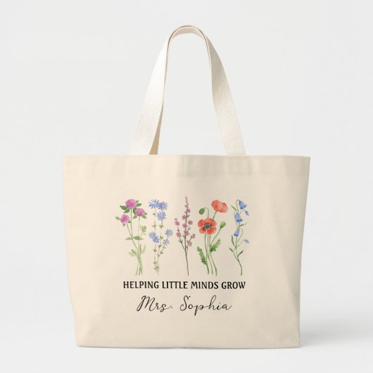 Helping Little Minds Grow Tote | Custom Name Teach (Voorkant)