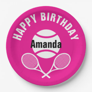 Helroze, ik hou van tennis papieren bordje