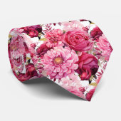 Helroze Roze Bloemen Waterverf Zijden Das (Opgerold)