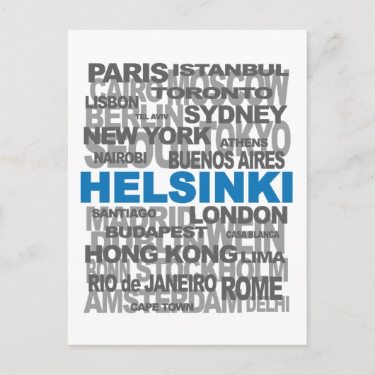 HELSINKI et d'autres villes carte postale (Devant)