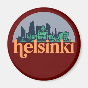 Helsinki Finland City Skyline Retro Cityscape Art Magneet