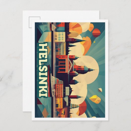 Helsinki Finland Reizen artistiek kleurrijk Briefkaart (Voorkant / Achterkant)