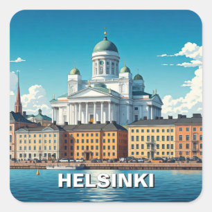 Helsinki Finland Reizen Vierkante Sticker