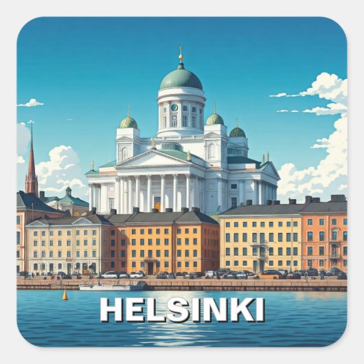 Helsinki Finland Reizen Vierkante Sticker (Voorkant)