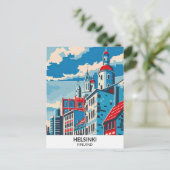 Helsinki Finland Retro Kunstwerk Reizen Briefkaart (Staand voorkant)