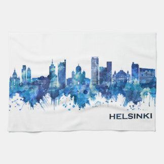 Helsinki Finland Skyline Blue Theedoek