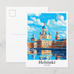 Helsinki Finland Vintage Travel Illustratie Briefkaart