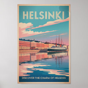 Helsinki Finland Waterfront Reis Kunst Vintage Poster