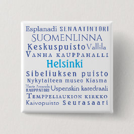 Helsinki Landmarks Vierkante Button 5,1 Cm