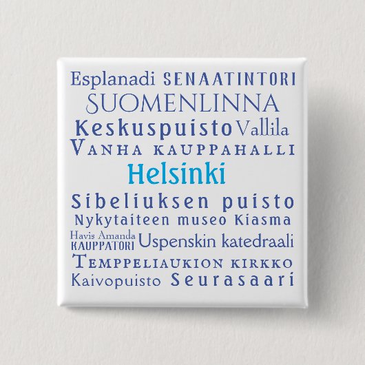 Helsinki Landmarks Vierkante Button 5,1 Cm (Voorkant)