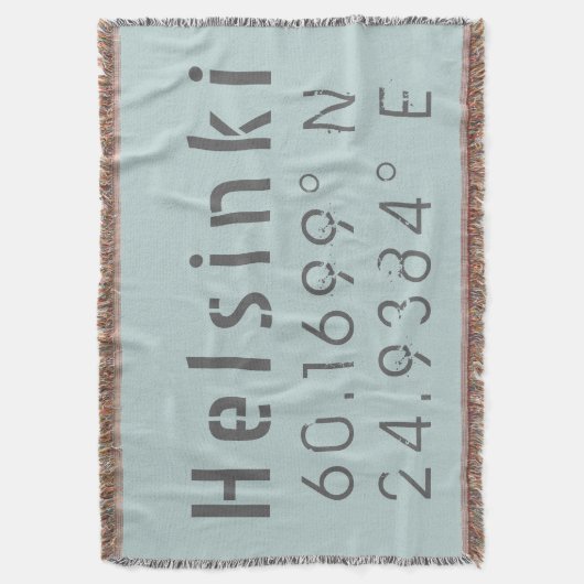Helsinki Latitude Longitude Deken (Voorkant Verticaal)