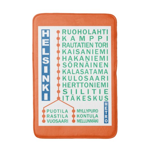 Helsinki Metro Stations badmatten (Voorkant Verticaal)