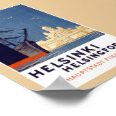 Helsinki Oude Reisposter Gerestaureerd Poster (Hoek)