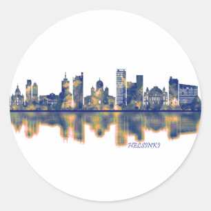 Helsinki Skyline Ronde Sticker