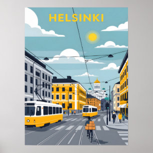 Helsinki Tram – Stedelijk landschap van Finland Poster