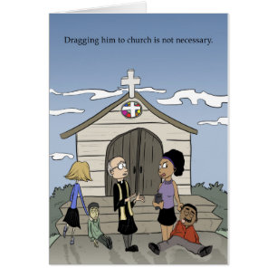 Hem naar de kerk slepen