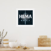 HEMA Medieval Sword Emblem – Blue Graffiti Style Poster (Keuken)
