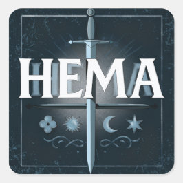 HEMA Medieval Sword Emblem – Blue Graffiti Style Vierkante Sticker
