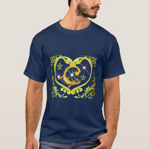 Hemdblouse met hemel hart & maan grafische afbeeld t-shirt