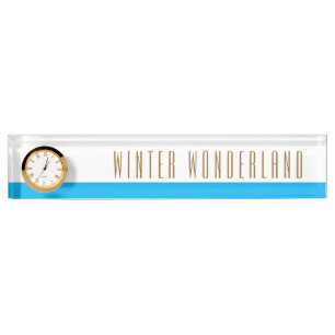 Hemel Blauw Witte WINTER WONDERLAND Klok Naambordje
