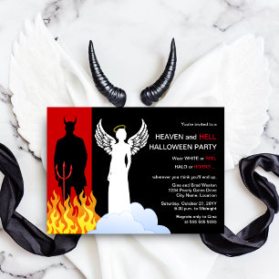 Hemel en hel Halloween Party Kaart
