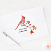 Hemel en Natuur Zingen Rode Kardinaal Vakantie Ronde Sticker (Envelop)