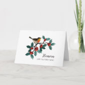 Hemel en Natuur zingen wintervogel Holly Christmas Kaart (Voorkant)