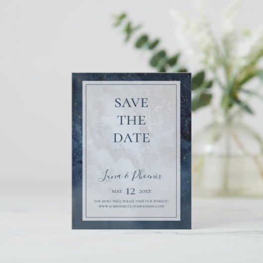 Hemel met lijst save the date ansichtkaart uitnodiging briefkaart (Staand voorkant)