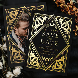 Hemel Tarot Gotische Trouwfoto Save the Date Folie Uitnodiging