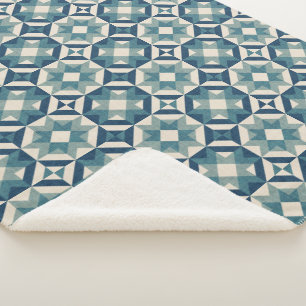 Hemel vol sterren - Geometrisch blauw Sherpa Deken