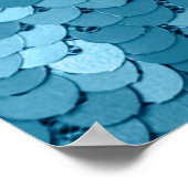 Hemelblauw glanzend weefsel met sequenties, abstra poster (Hoek)