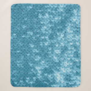 Hemelblauw glanzend weefsel met sequenties, abstra sherpa deken