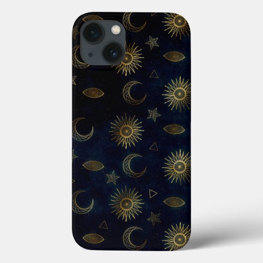 Hemelblauw Goud Zon Maan Sterren Case-Mate iPhone Case (Achterkant)