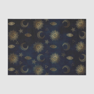 Hemelblauw Goud Zon Maan Sterren Tissuepapier