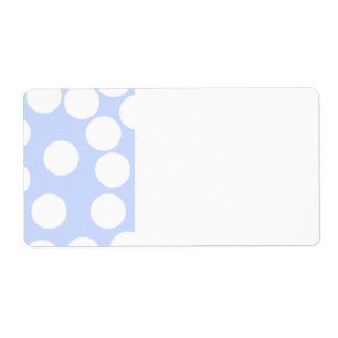 Hemelblauw met grote witte stippen. etiket