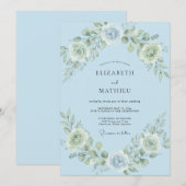 Hemelblauwe Elegante Bruidsbloem Kaart (Voorkant / Achterkant)