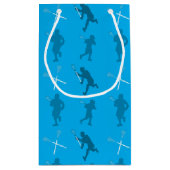 Hemelblauwe lacrosse silhouettes klein cadeauzakje (Achterkant)