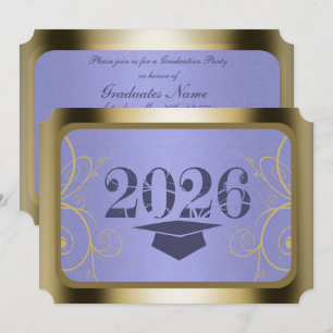 Hemelblauwe Oogst/Gouden Kader Afstudeerfeest Kaart