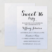 Hemelblauwe Pastel Sweet 16 Feest Uitnodiging (Voorkant / Achterkant)