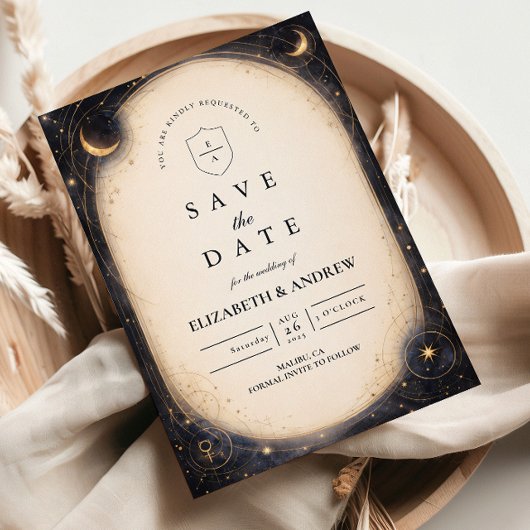 Hemelbruiloft in vintage stijl save the date